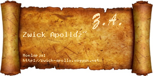 Zwick Apolló névjegykártya